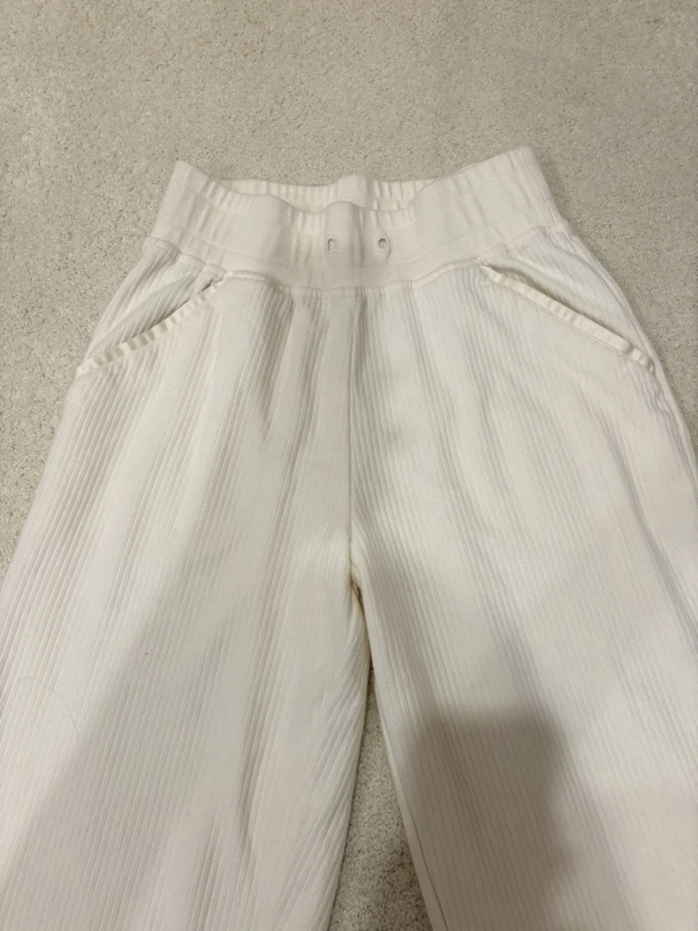 VARLEY White Ribbed Women's Relaxed Jogger Pants Small